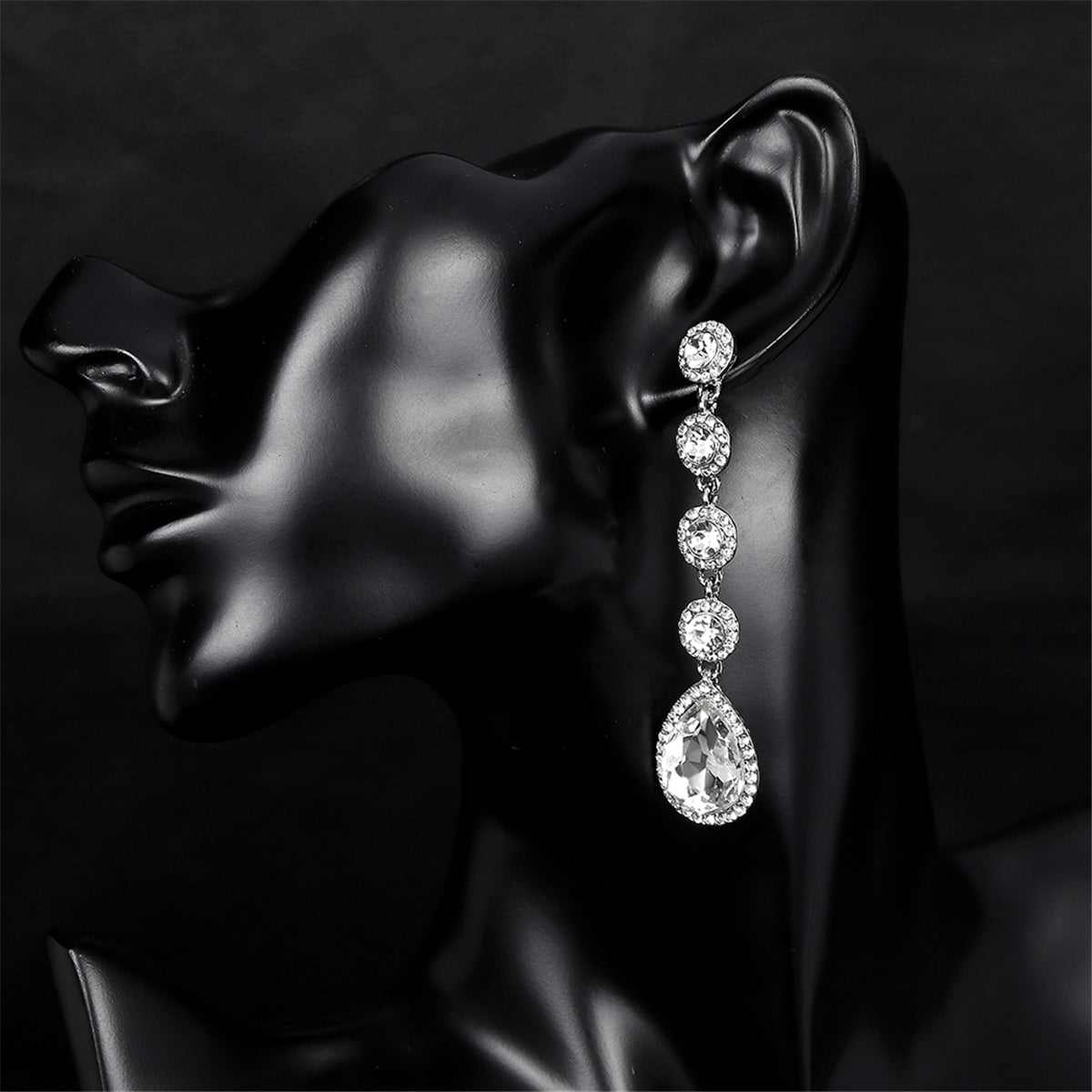 Crystal & Cubic Zirconia Tiered Drop Earrings
