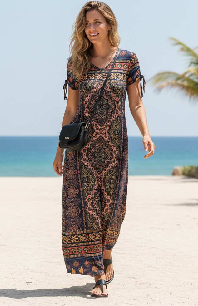 brown maxi dress short sleeve Brown Short Sleeve Draped Maxi Dress Brown / L