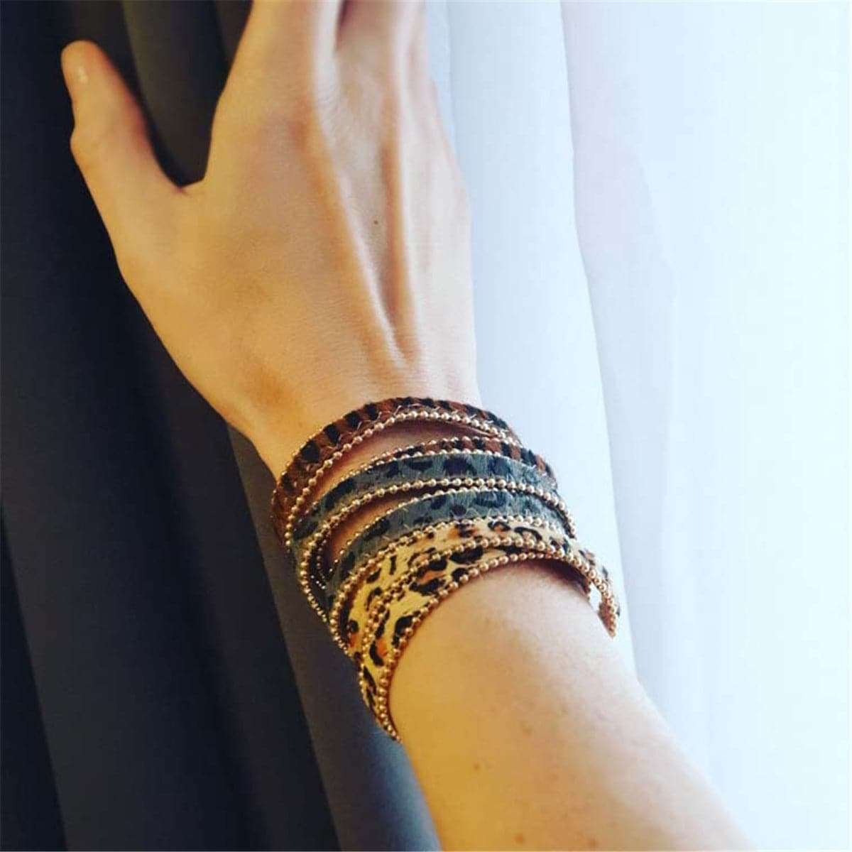 Brown Leopard Wrap Bracelet