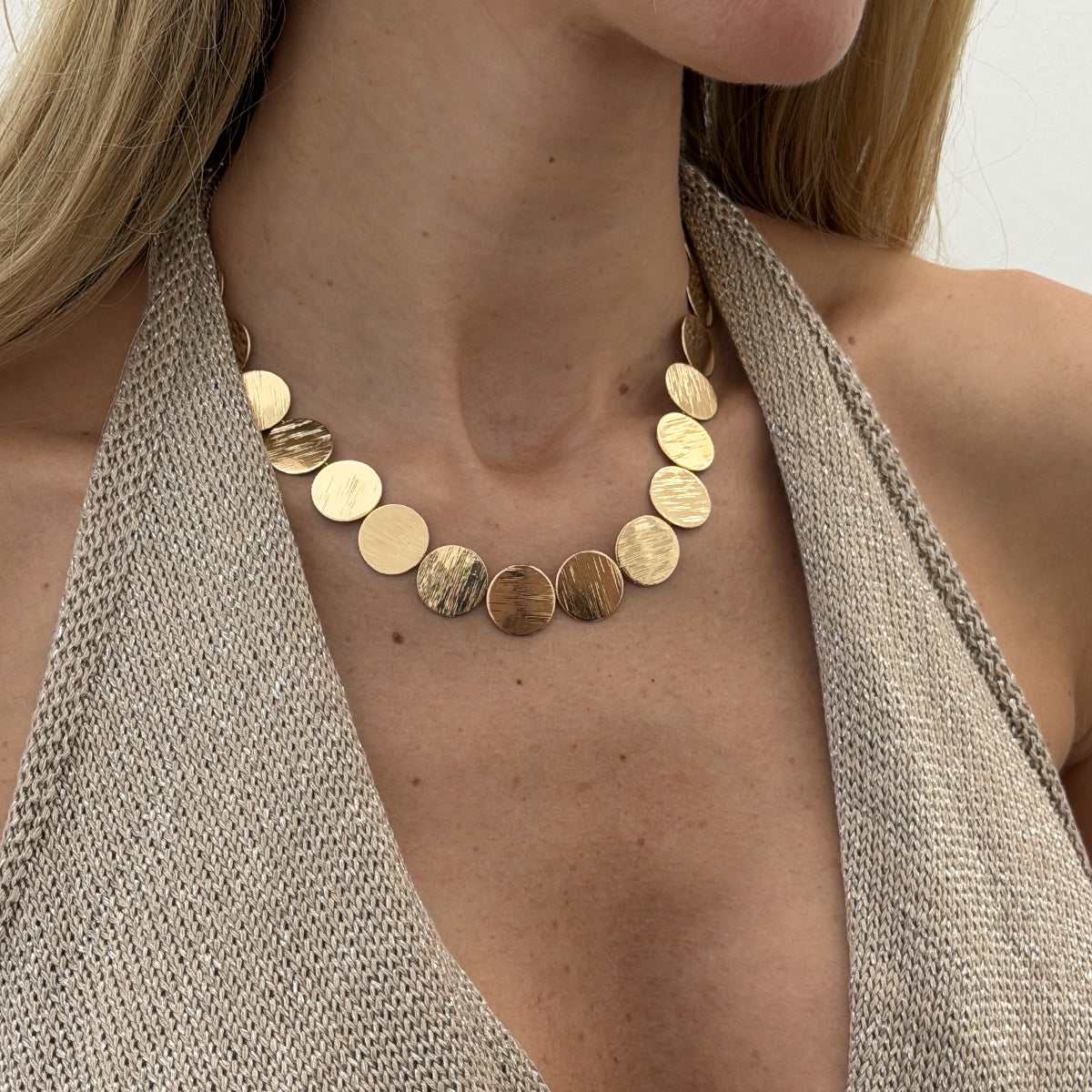Goldtone Disc Chain Necklace