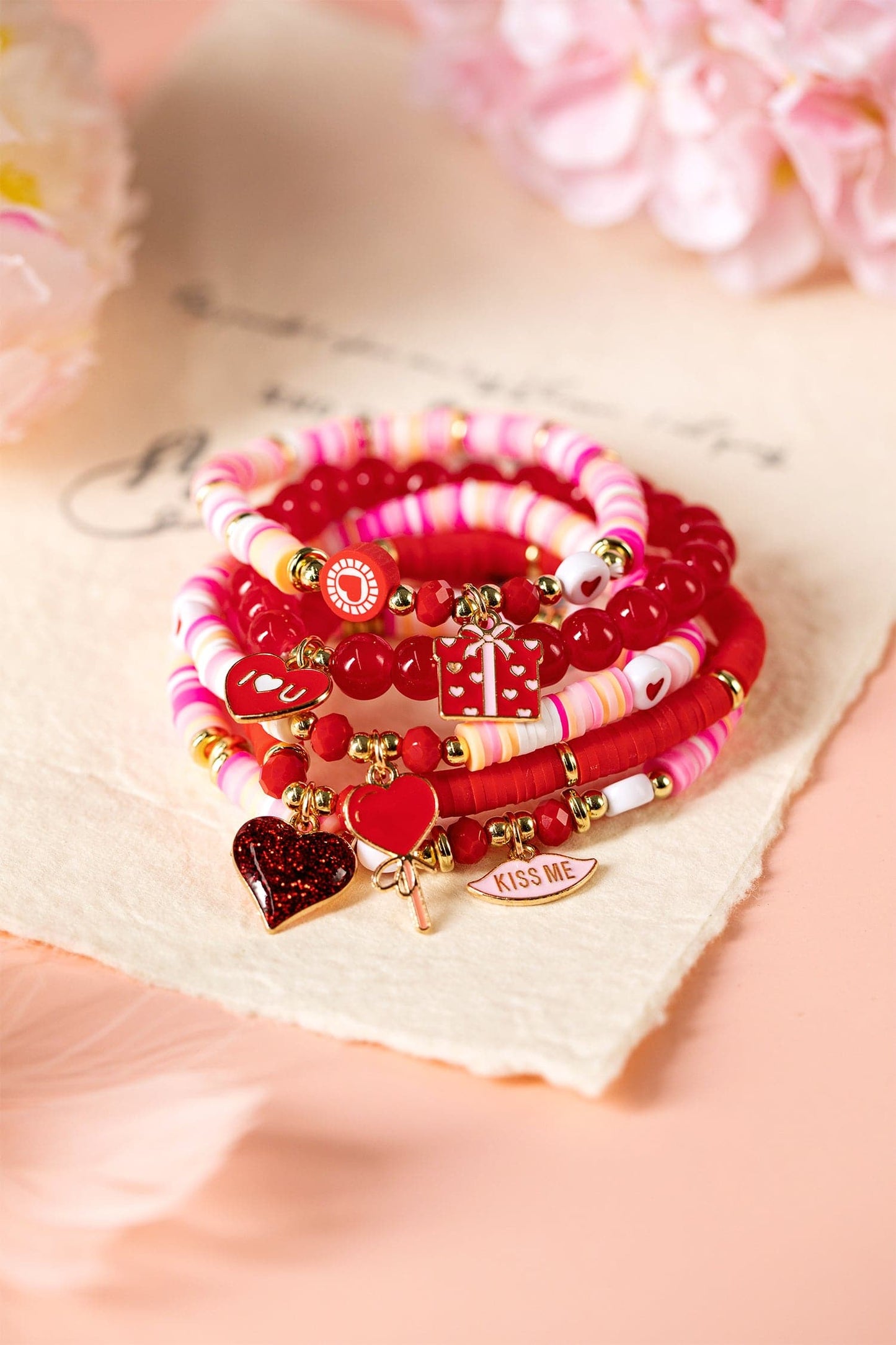 Quincy Day Sweet Bracelet Set - Fiery Red / ONE