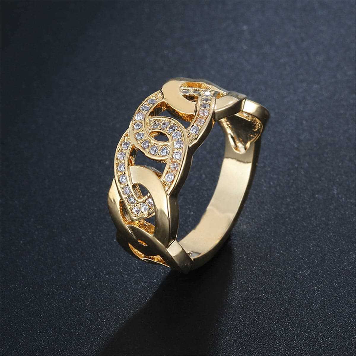 Cubic Zirconia Interlocking Circles Ring