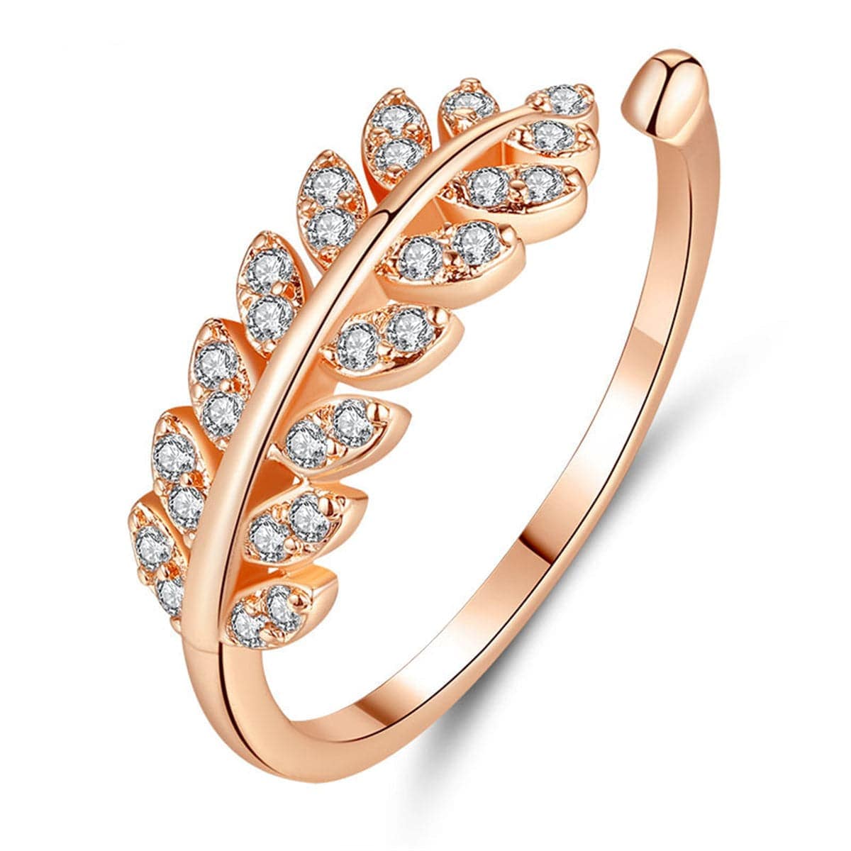 Cubic Zirconia & Rose Goldtone Leaf Bypass Ring