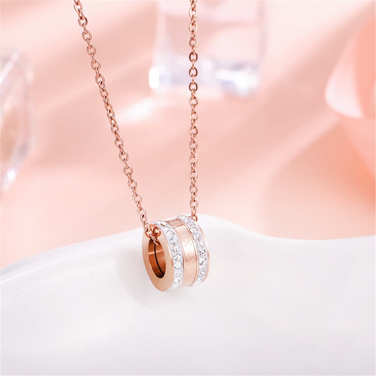 Cubic Zirconia & 18K Rose-Gold Plated Numeral Pendant Necklace