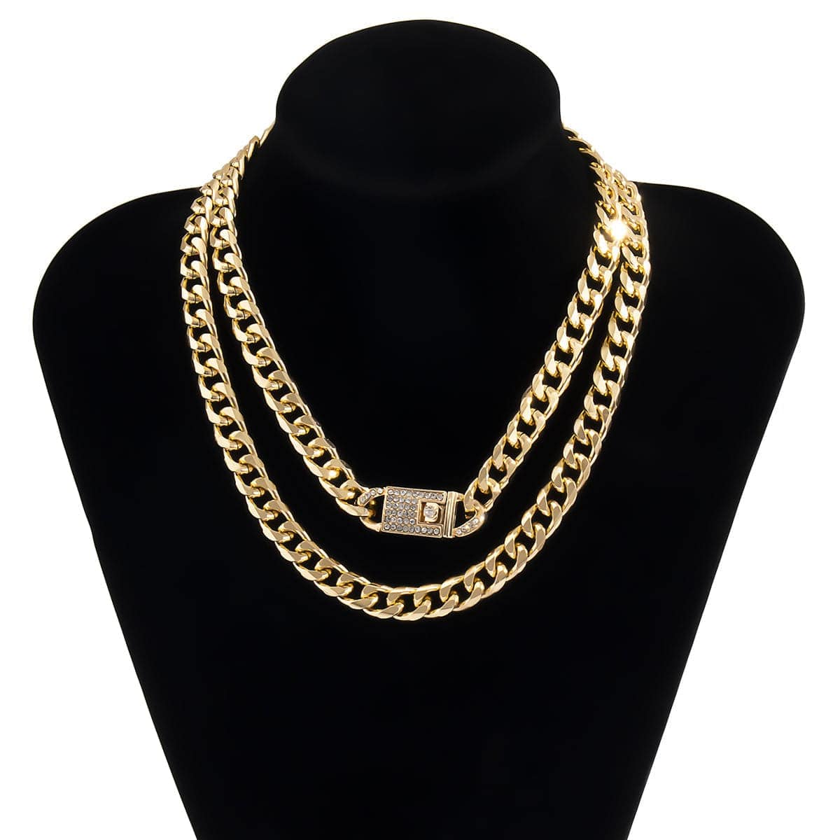 Cubic Zirconia & Goldtone Lock Necklace Set