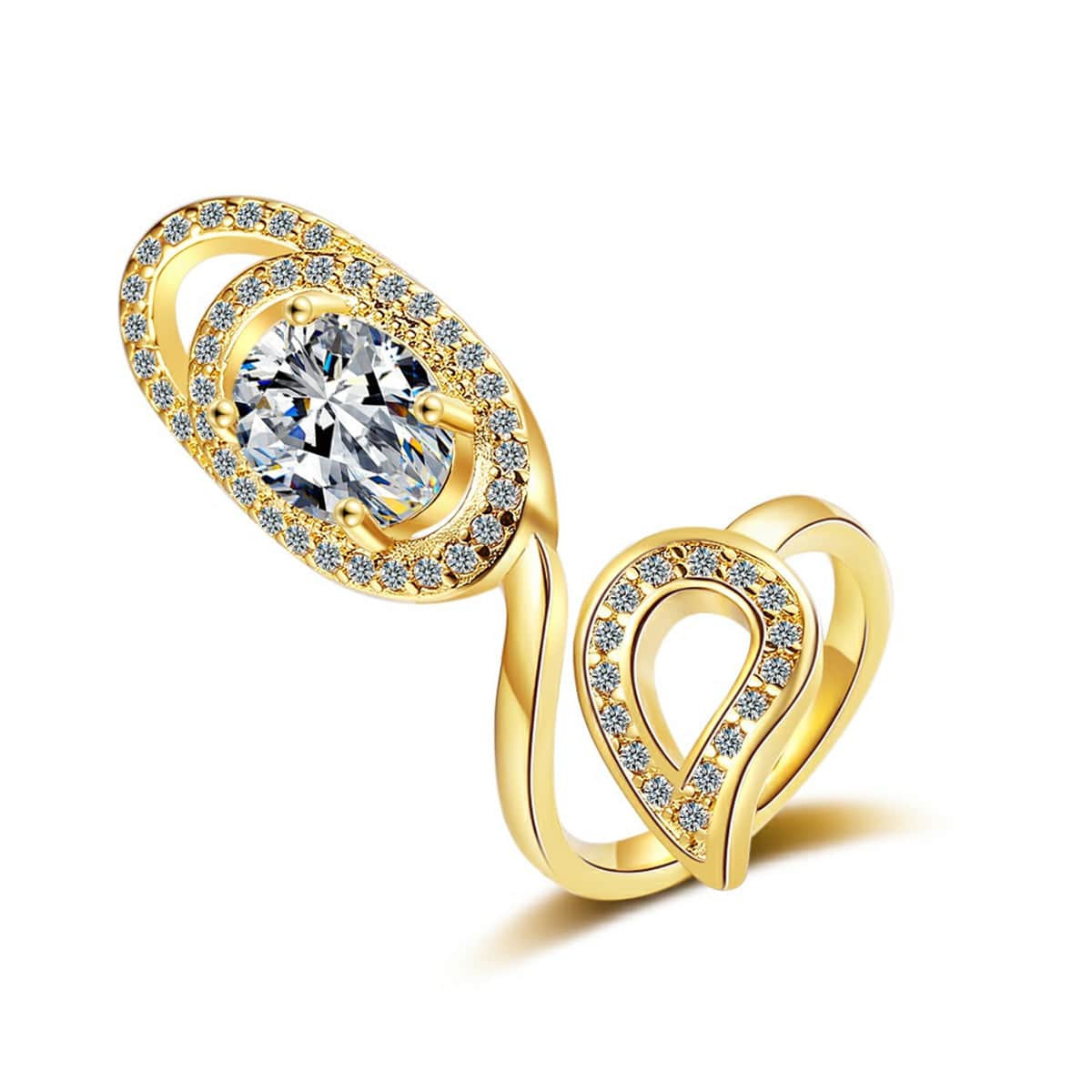 Cubic Zirconia & Goldtone Swirl Midi Ring