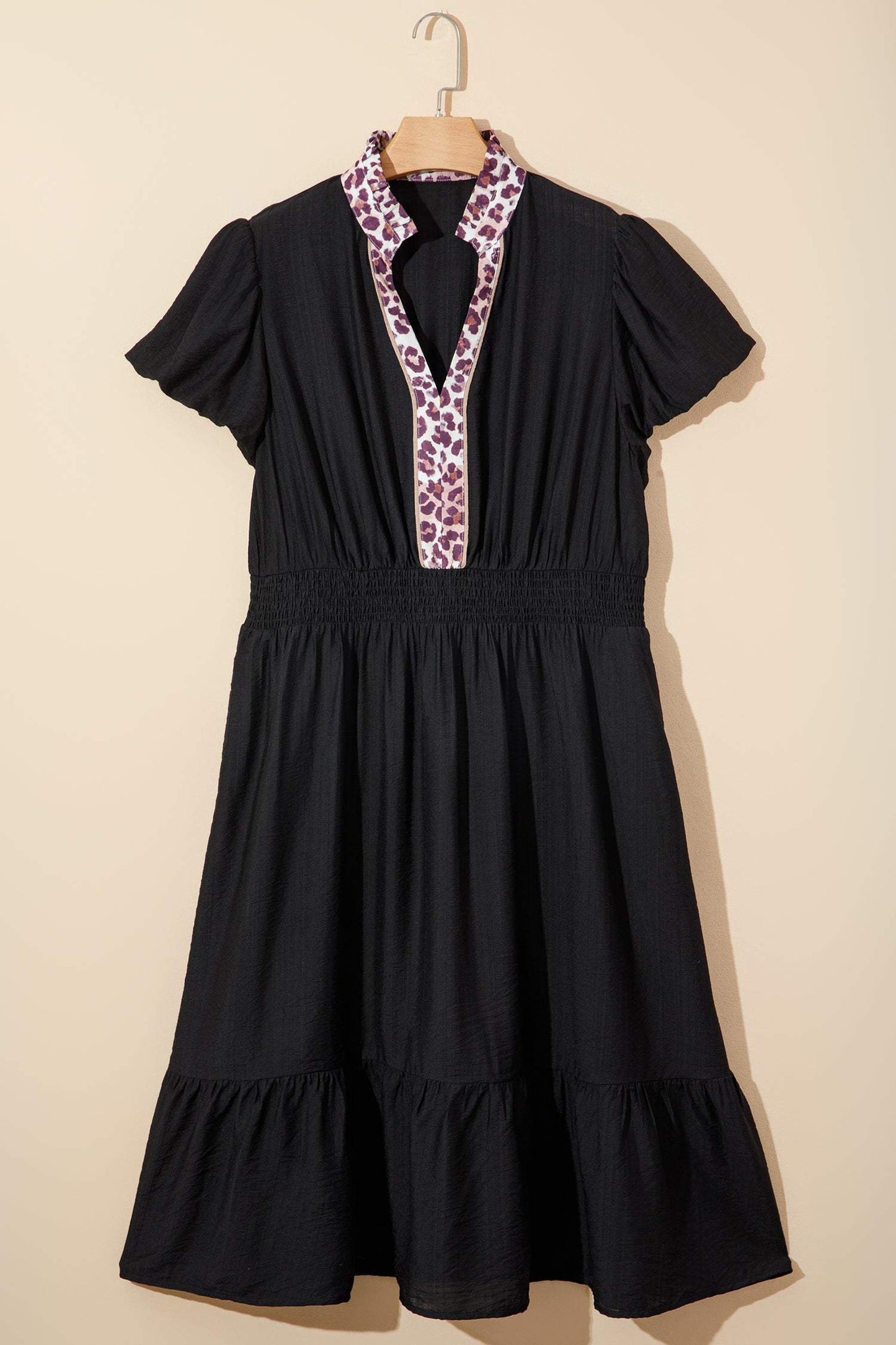 Ana Smocked Waist Ruffled PLUS Dress - Black / 1X - 14W-16W