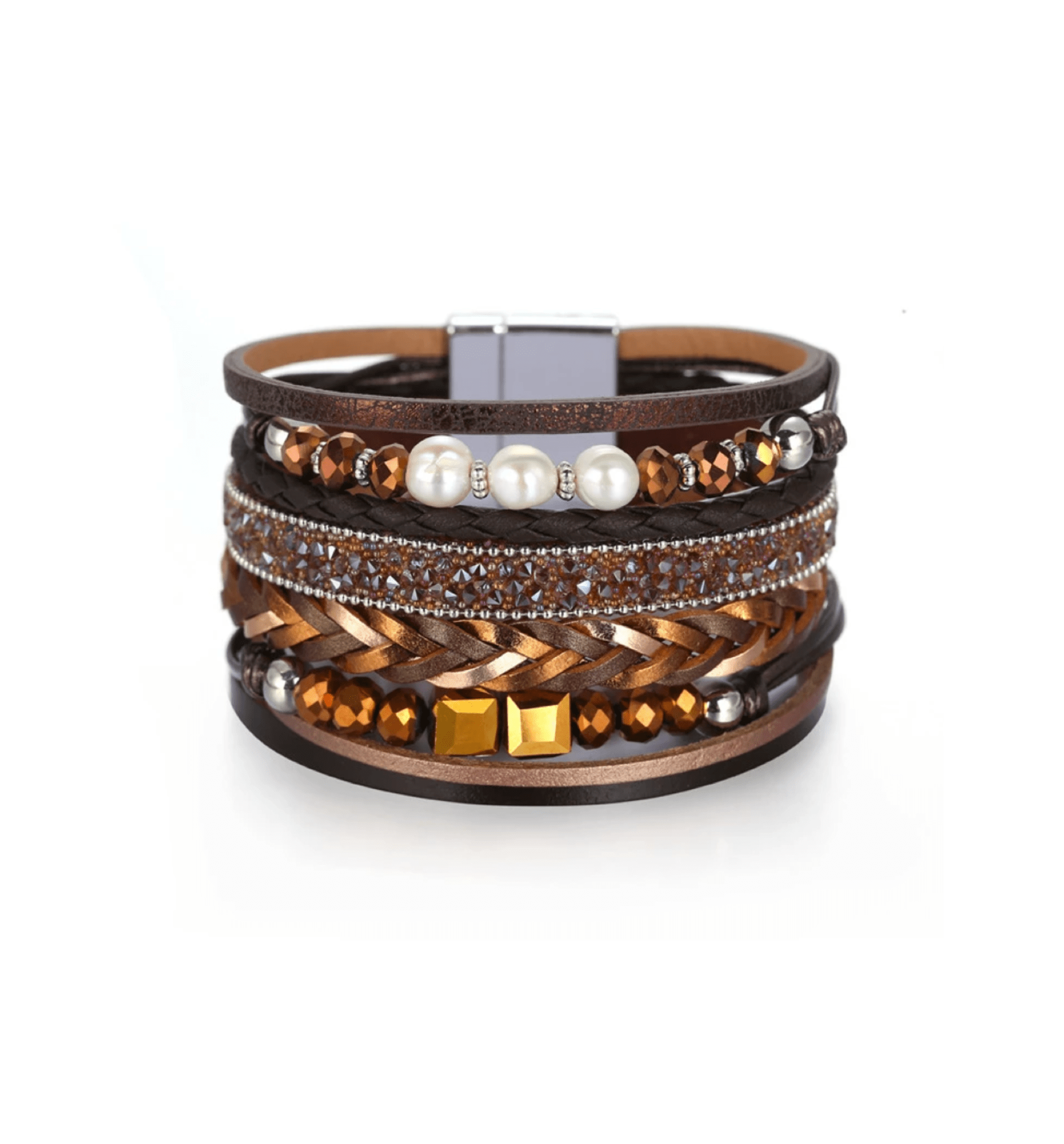 Bengal 9–11mm Pearl Suede Bracelet – The Freshwater Pearl  Multi Strand Fresh Water Brown Pearl Bracelet display picture 1