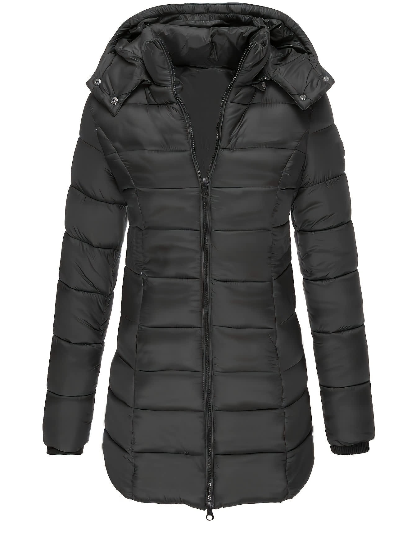 Chic YC Women's Classic Hooded Zip Front Coat Long Sleeve Winter