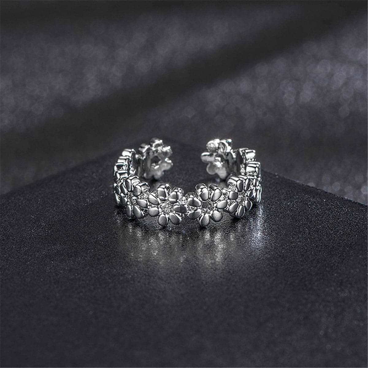 Silvertone Adjustable Botany Toe Ring Set