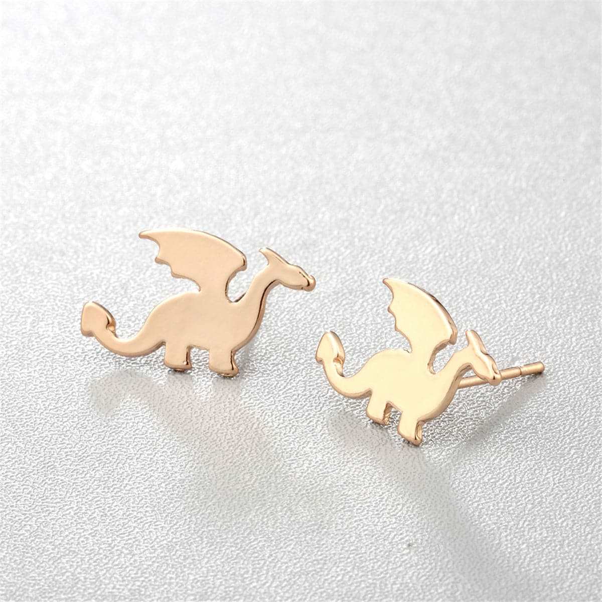 Goldtone Dragon Stud Earrings
