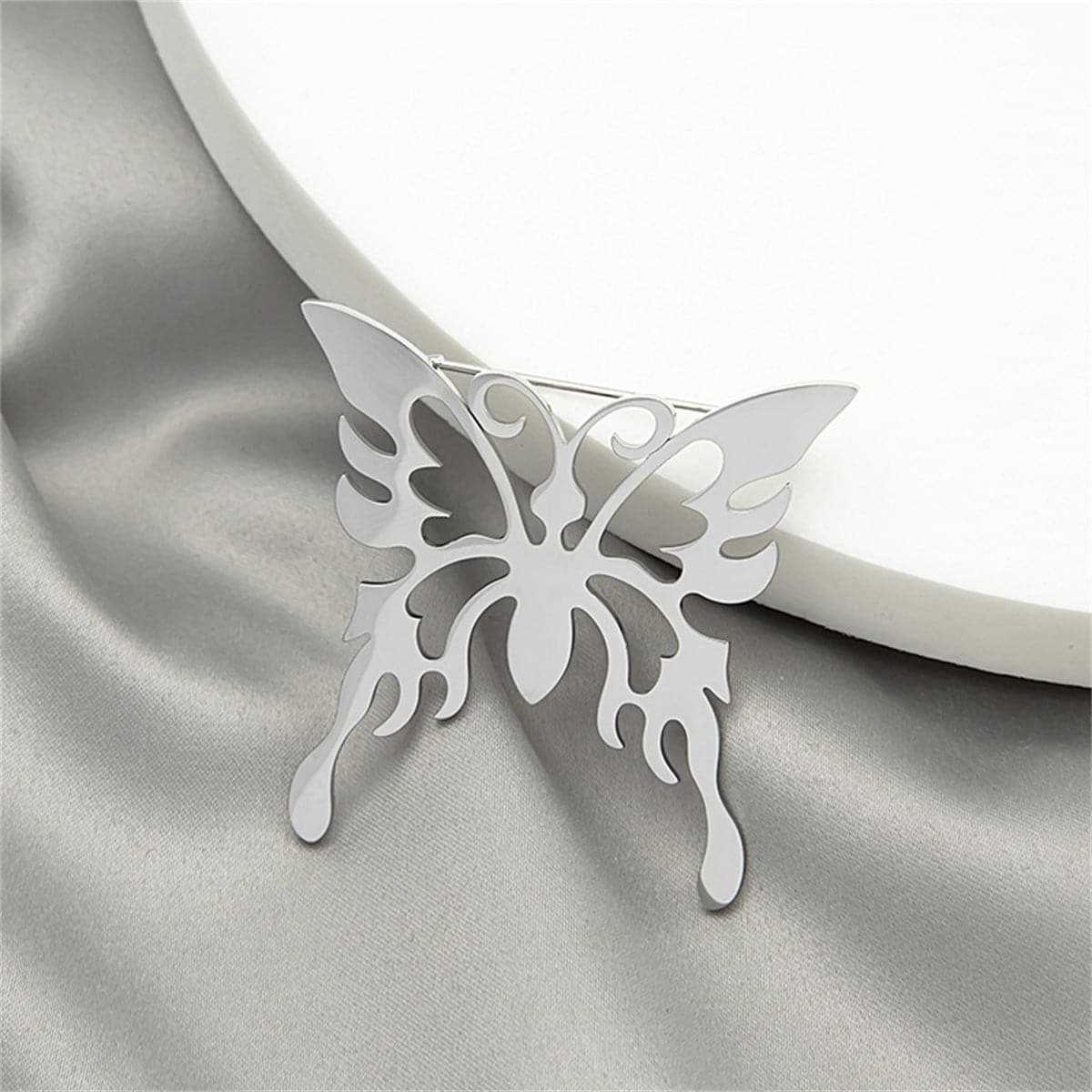 Silvertone Butterfly Brooch