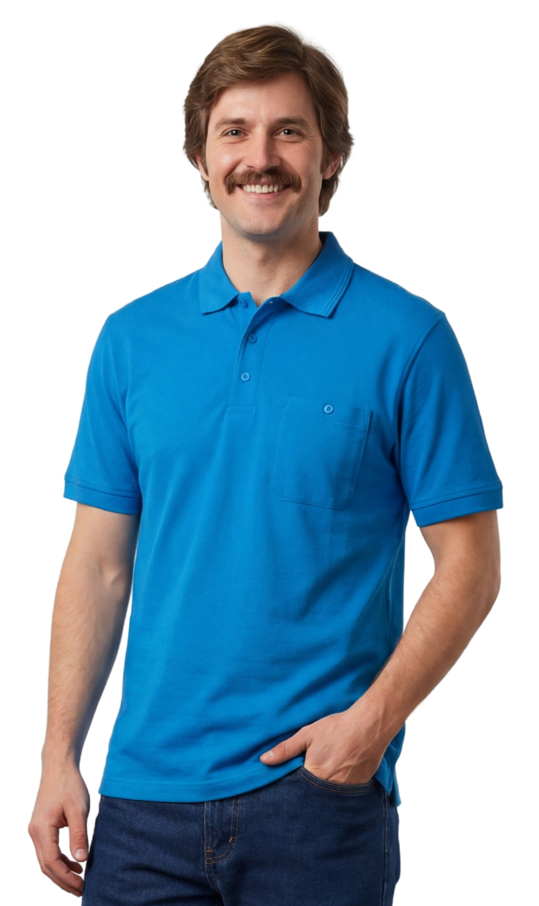 Mens Pique Knit Polo Aquamarine