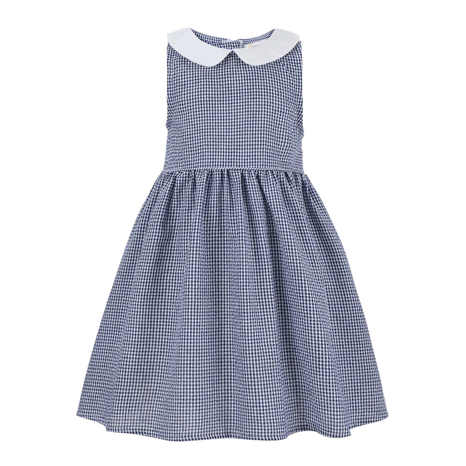 navy blue dress for baby girl Ditsy Floral Contrast Peter Pan Collar A-line Dress main image 0
