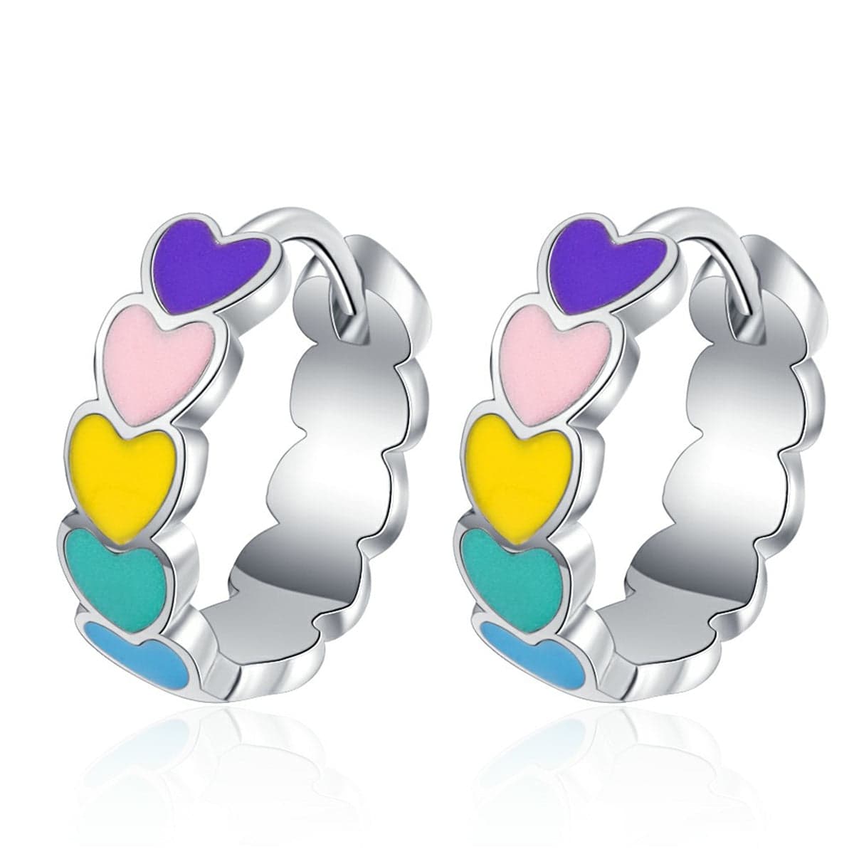 Pink & Green Heart Huggie Earrings