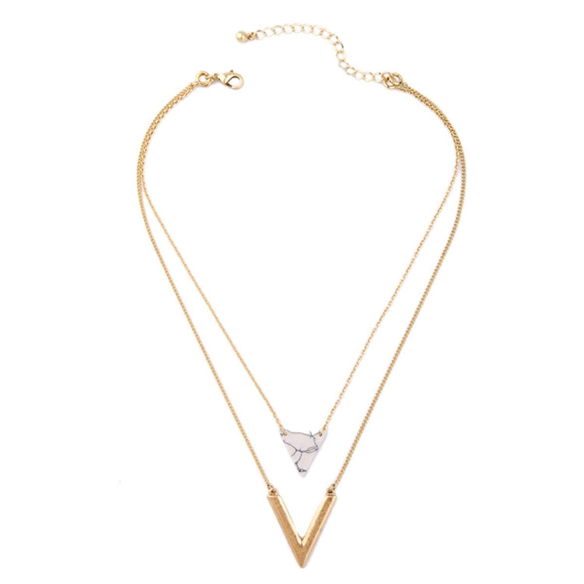 Turquoise & Goldtone Triangle Layer Necklace Set