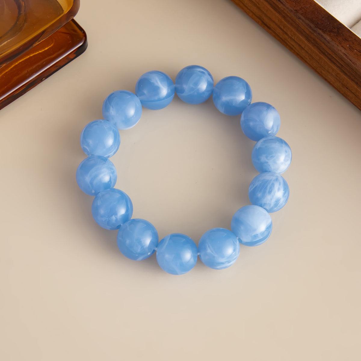 Blue Resin Beaded Stretch Bracelet