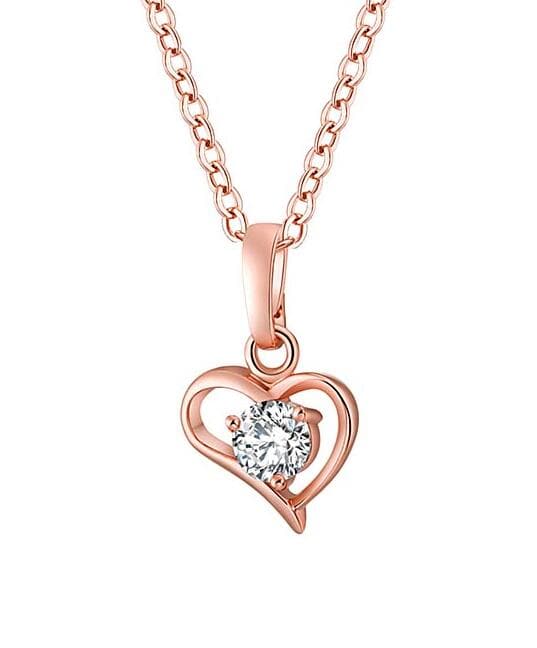 Cubic Zirconia & Rose Goldtone Heart Pendant Necklace