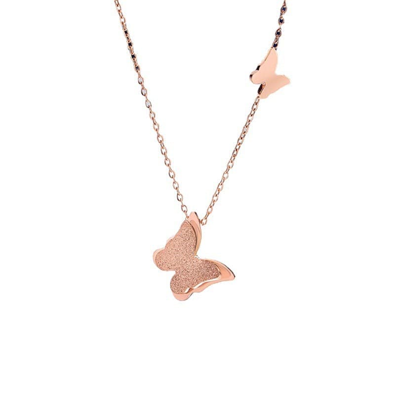 Rose Goldtone 3-D Butterfly Pendant Necklace