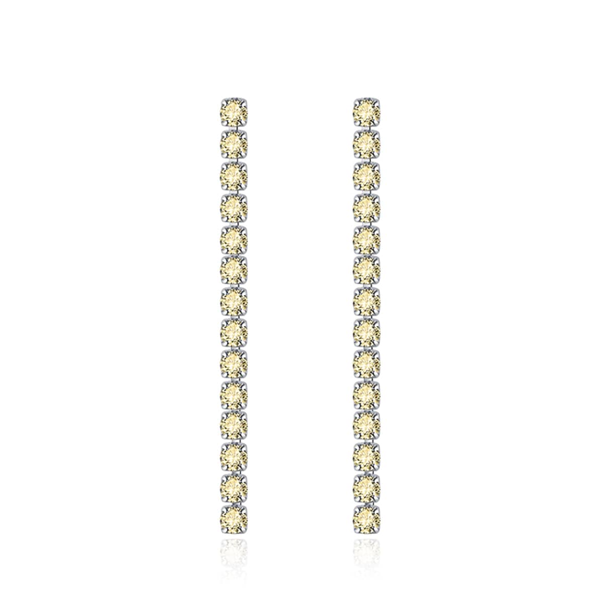 Yellow Cubic Zirconia & Silvertone Tassel Drop Earrings