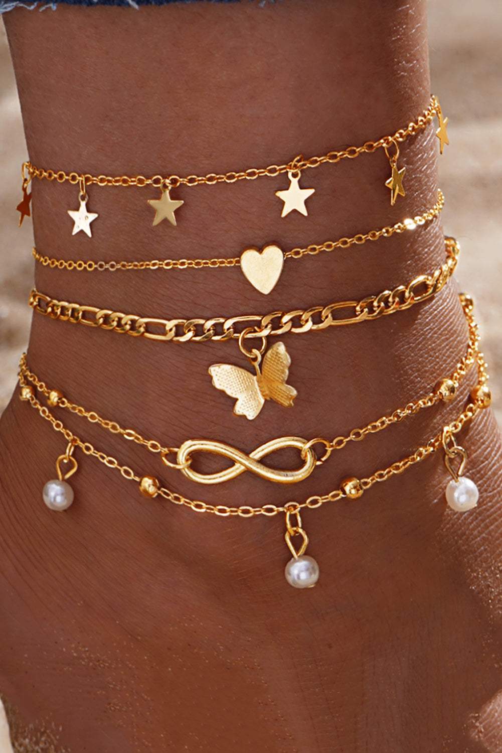 Luisa Butterfly Layer Pendant Anklet