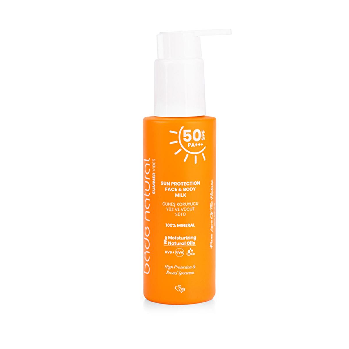 Bade Natural SPF 50 Mineral Sunscreen Lotion: Natural UVA/UVB Protection for Face & Body with Zinc Oxide & Calendula - 3.38 fl oz