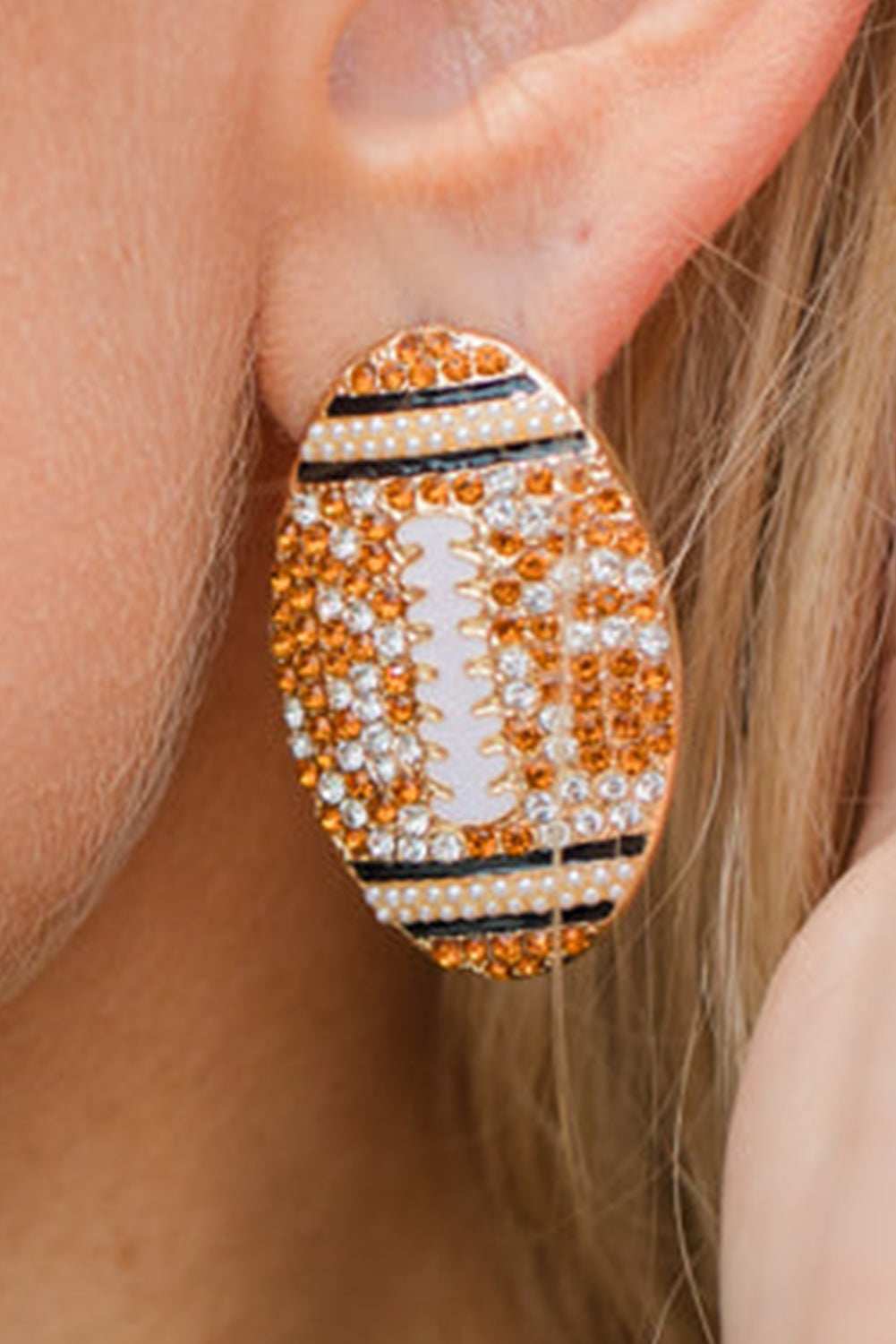 Threaded Pear Football Game Day Stud Earrings