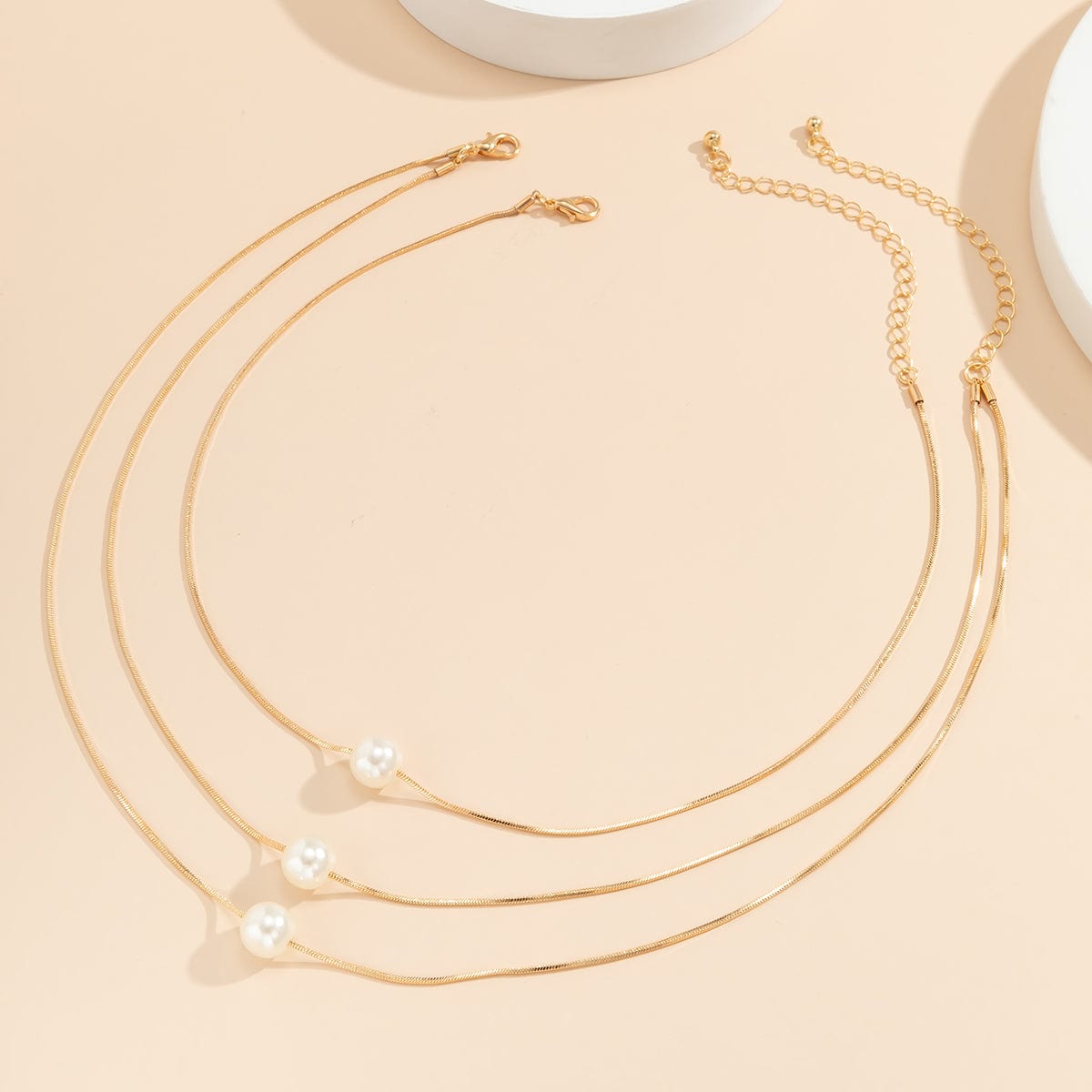 Pearl & Goldtone Layered Necklace Set