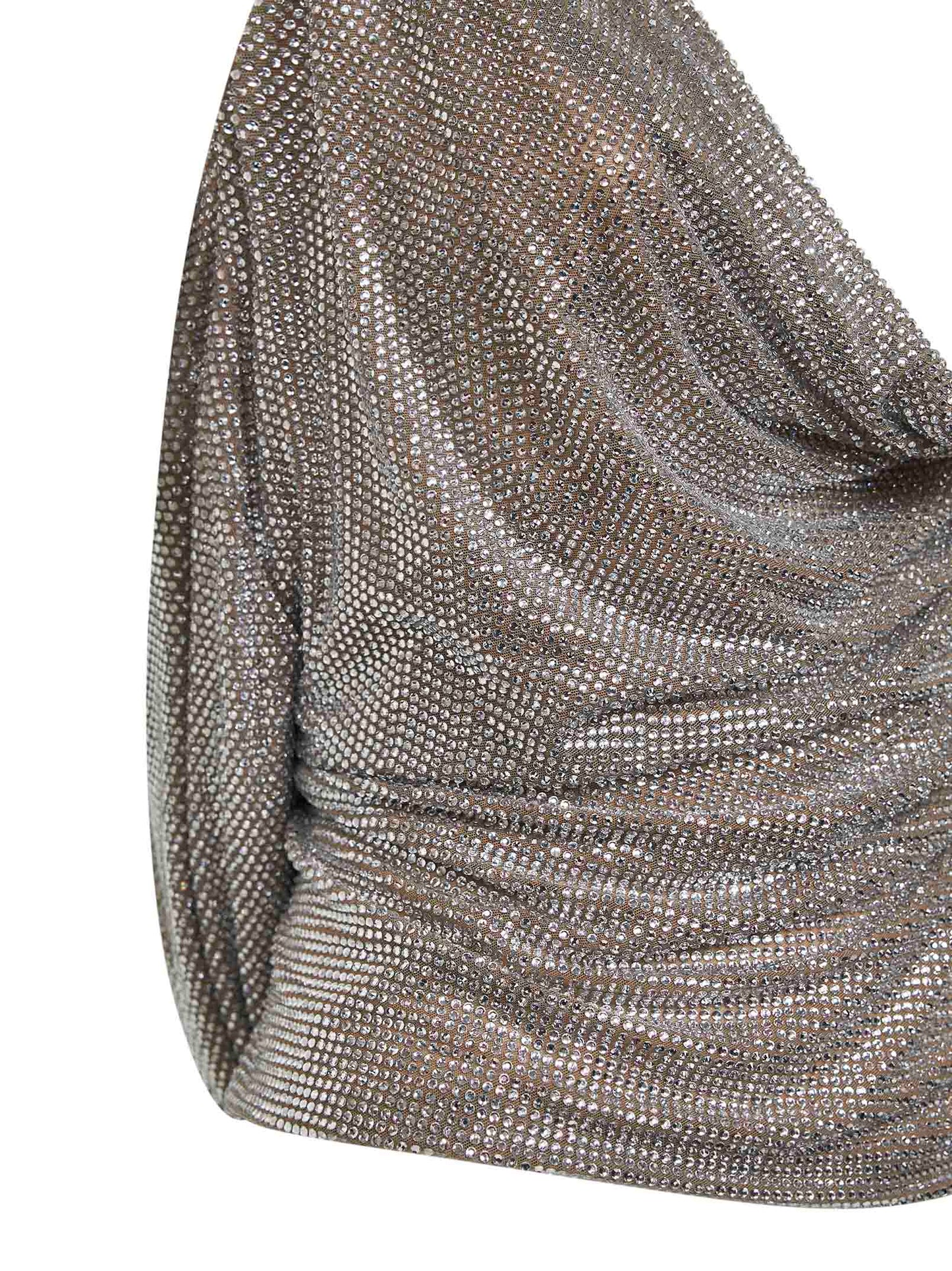 Silver Crystal Asymmetric Draped Top