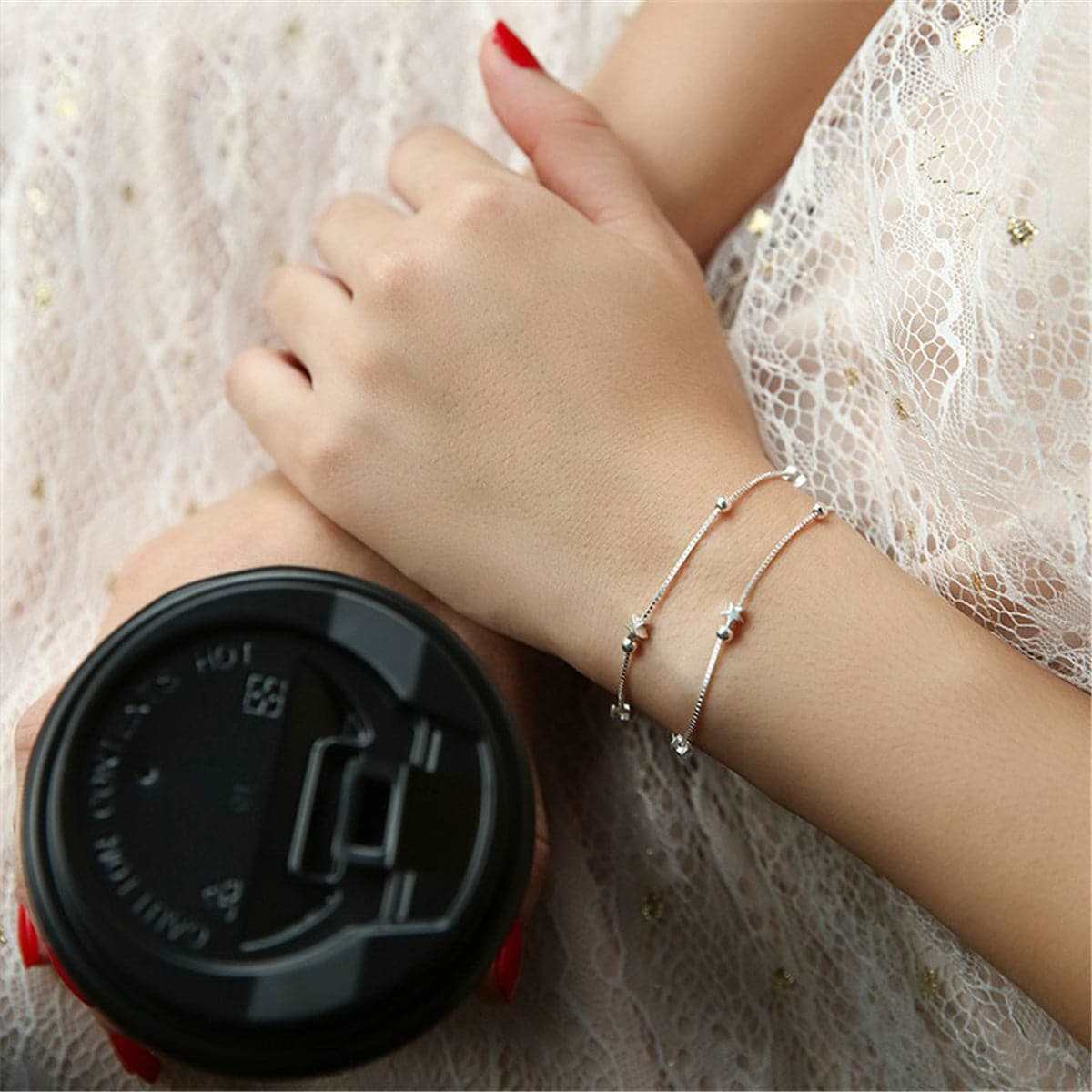 Silvertone Star Station Bracelet