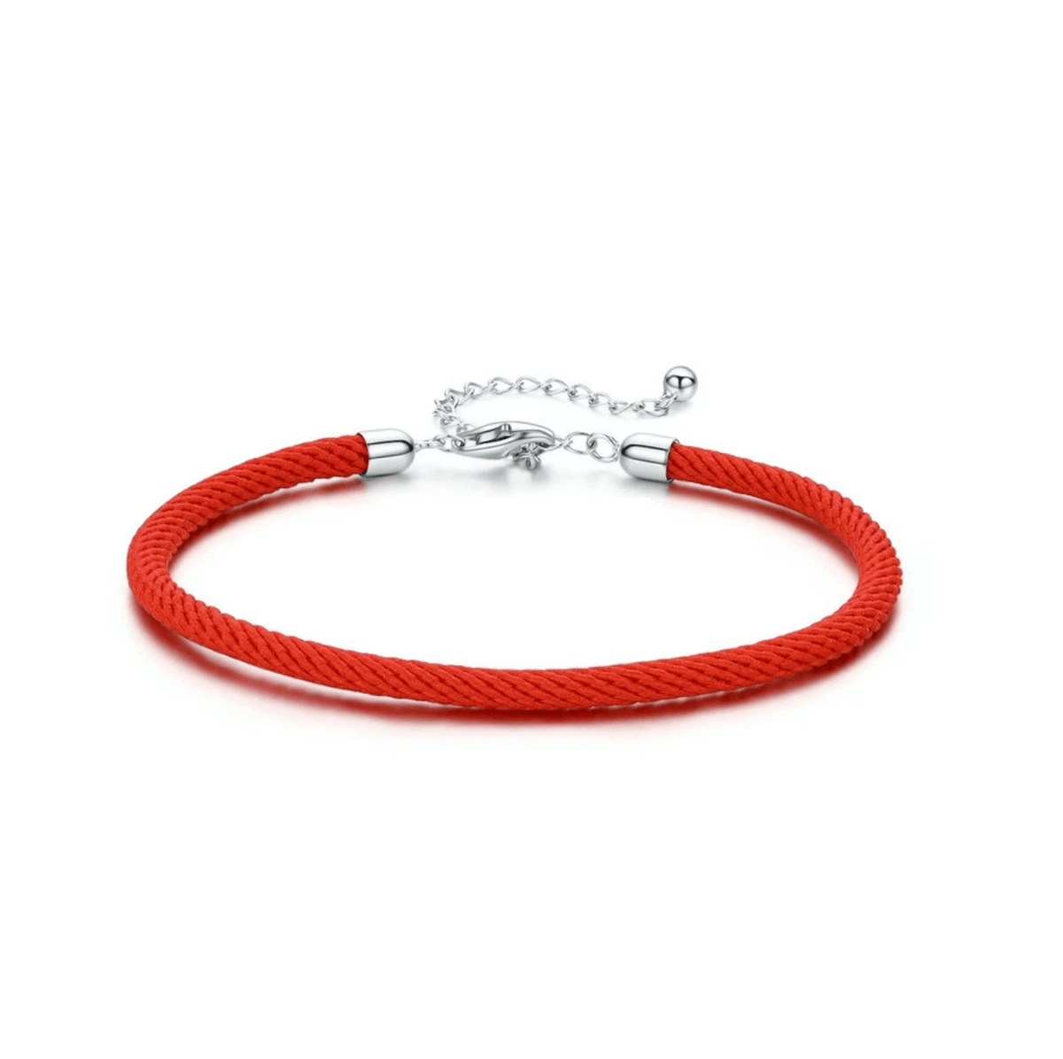 Ag Sterling - Sterling Silver Red Rope Charm Bracelet