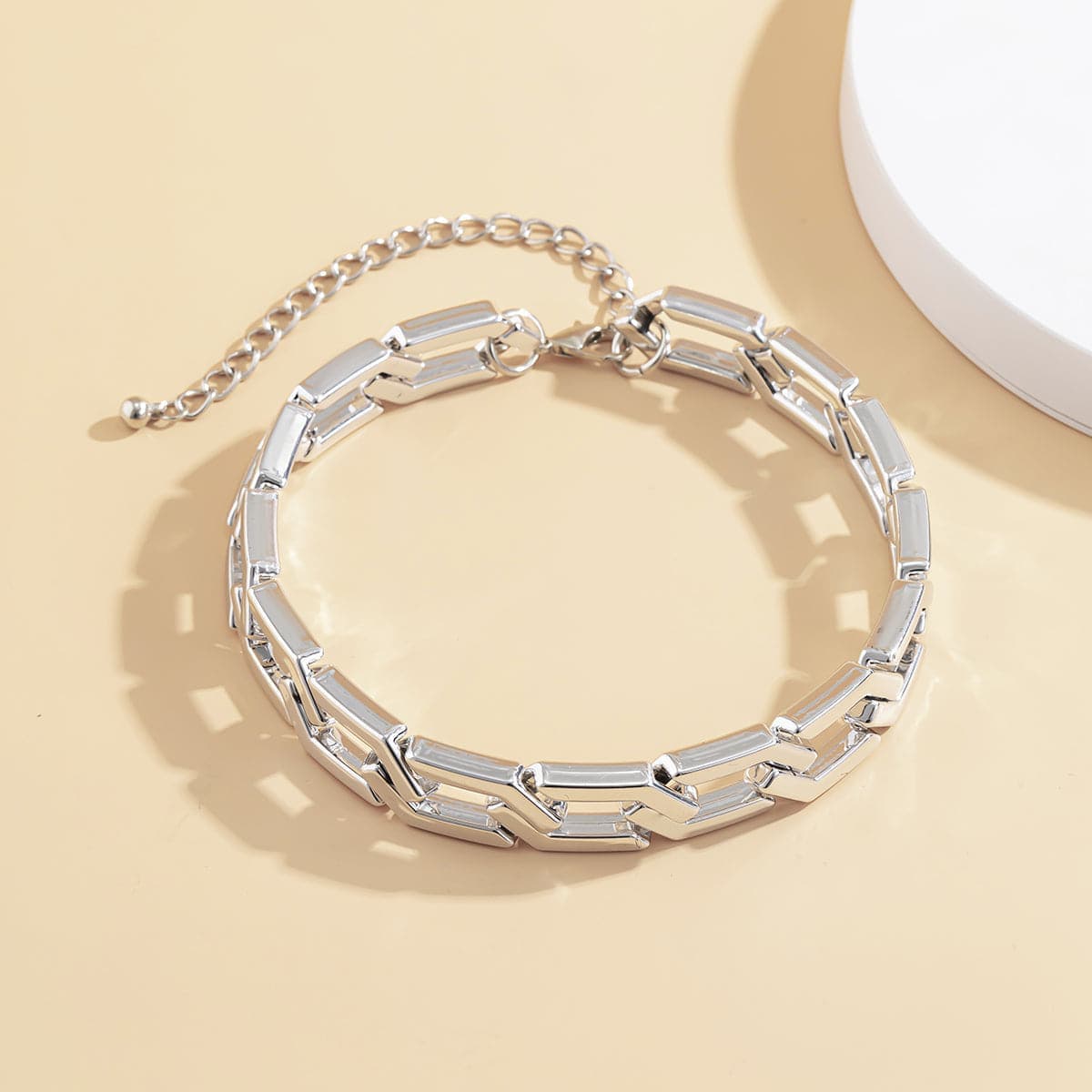 Silvertone Open Hexagon Choker Necklace