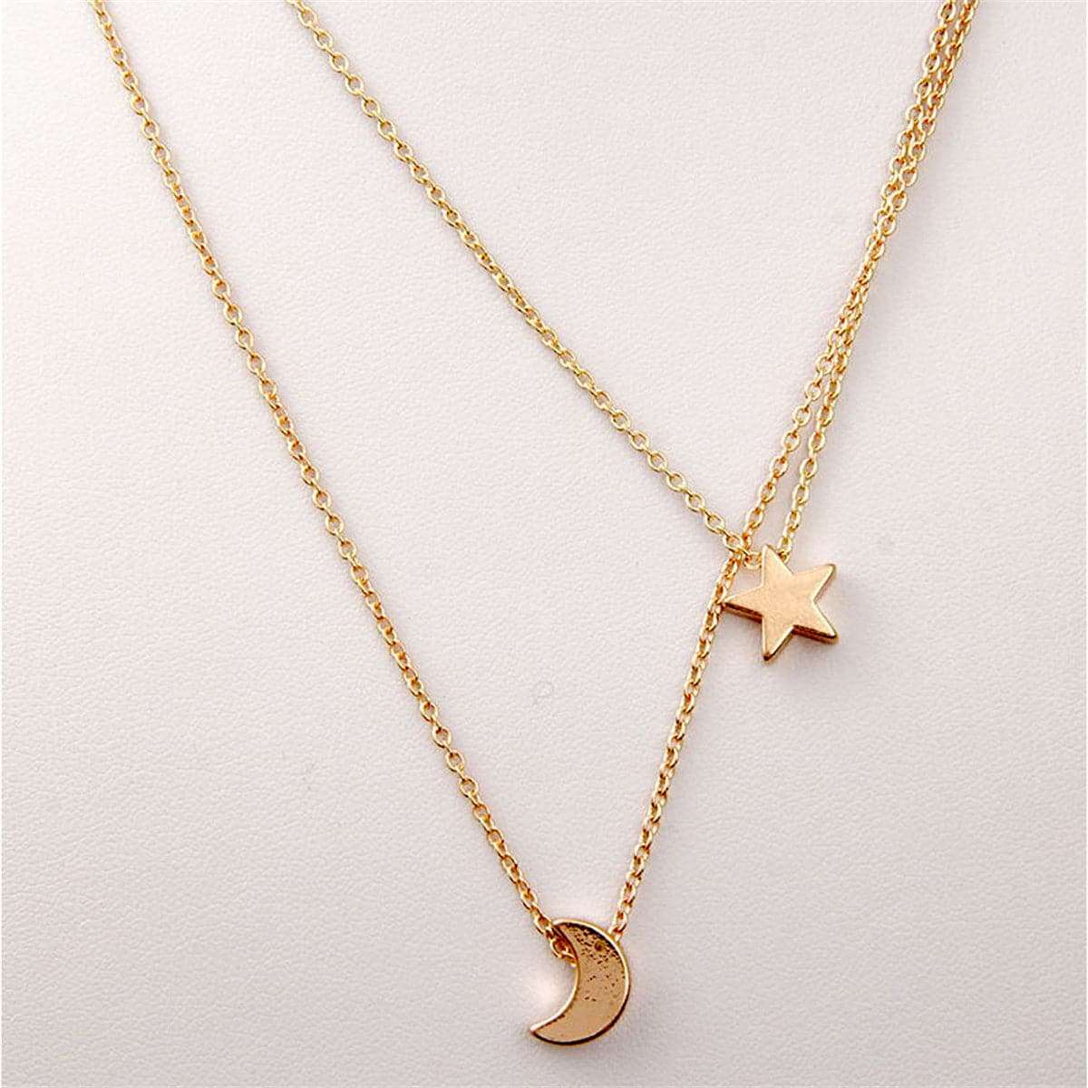 Goldtone Star & Moon Layered Necklace