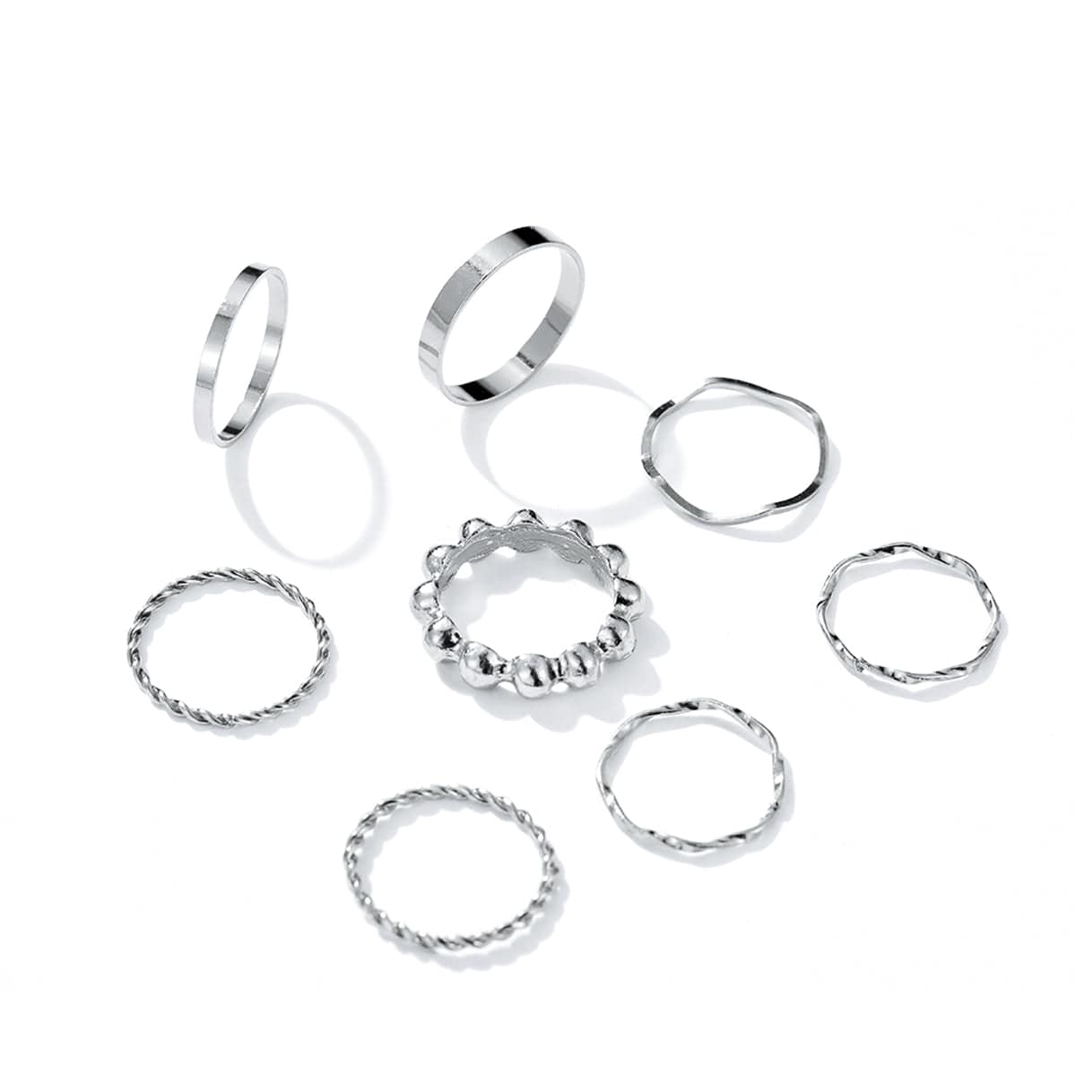 Silvertone Twine Ring Set