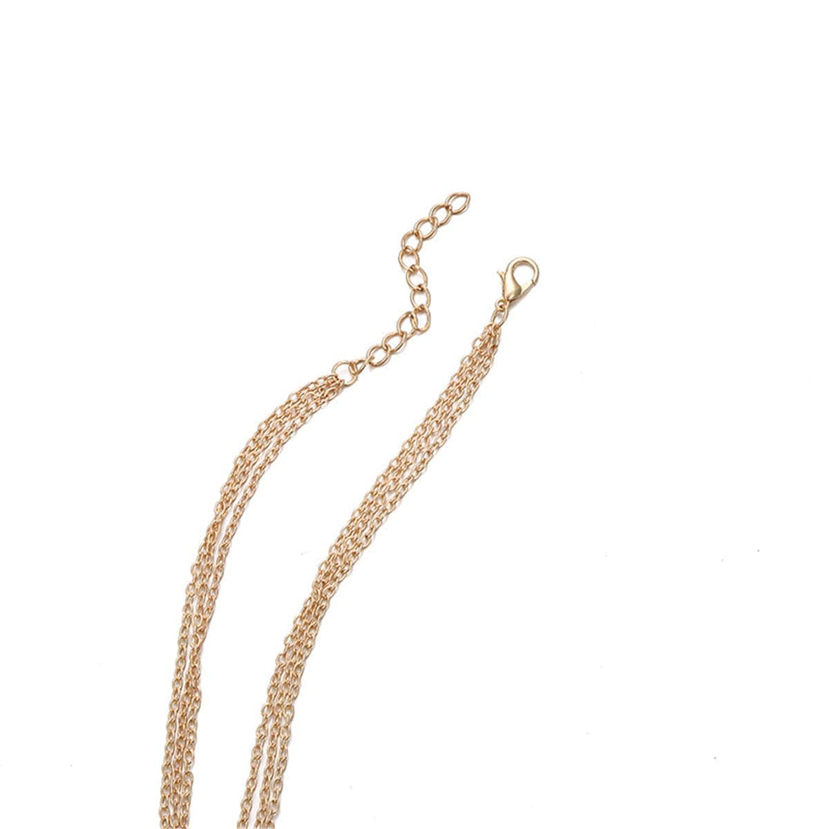 Goldtone Ring & Bar Layered Pendant Necklace