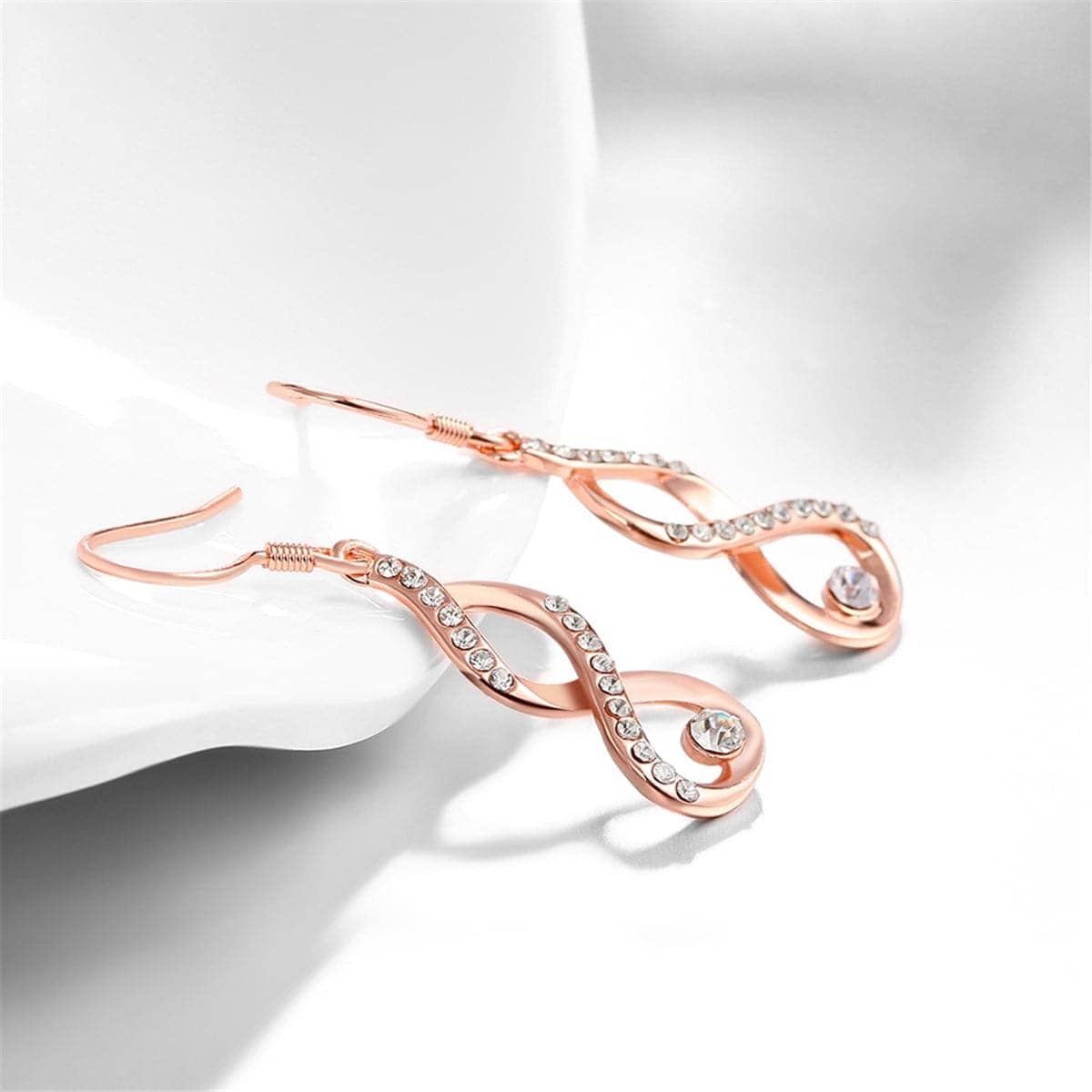 Cubic Zirconia & Rose Goldtone Figure-Eight Drop Earrings