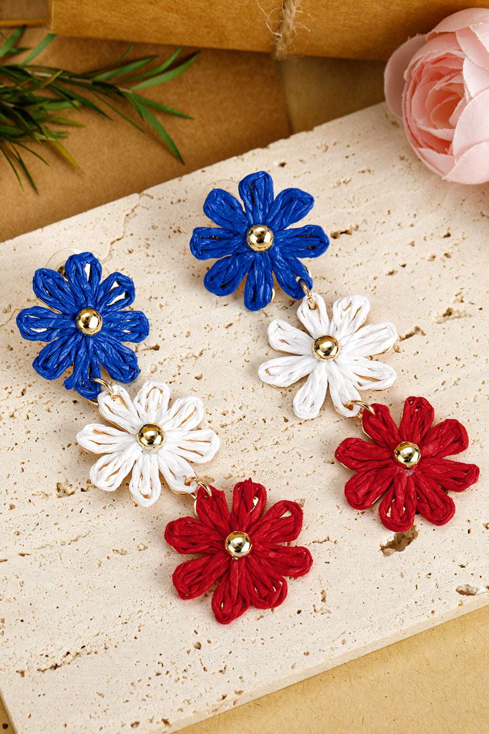 Skyler Flowers Stud Dangle Earrings - Blue / ONE