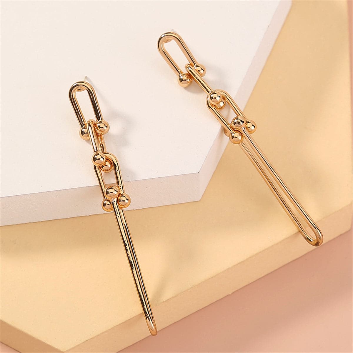 Goldtone Studded Drop Earrings