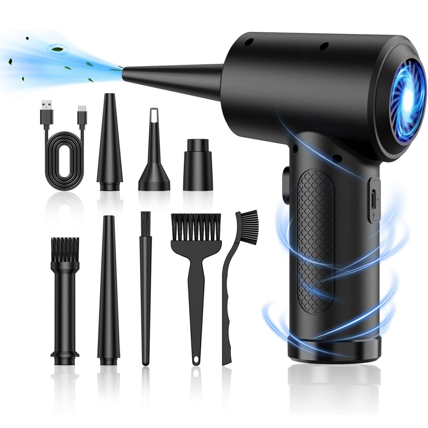 KENRO Cordless Air Duster – 51000RPM Turbo Blower with LED Portable - Black