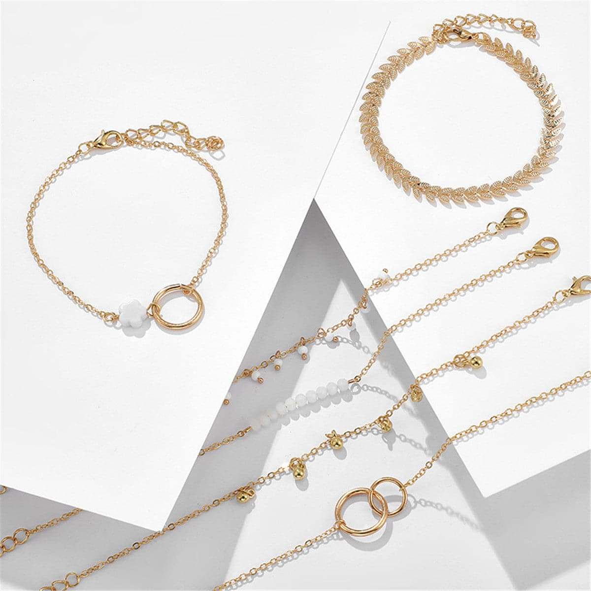 Goldtone Leaf Bracelet Set