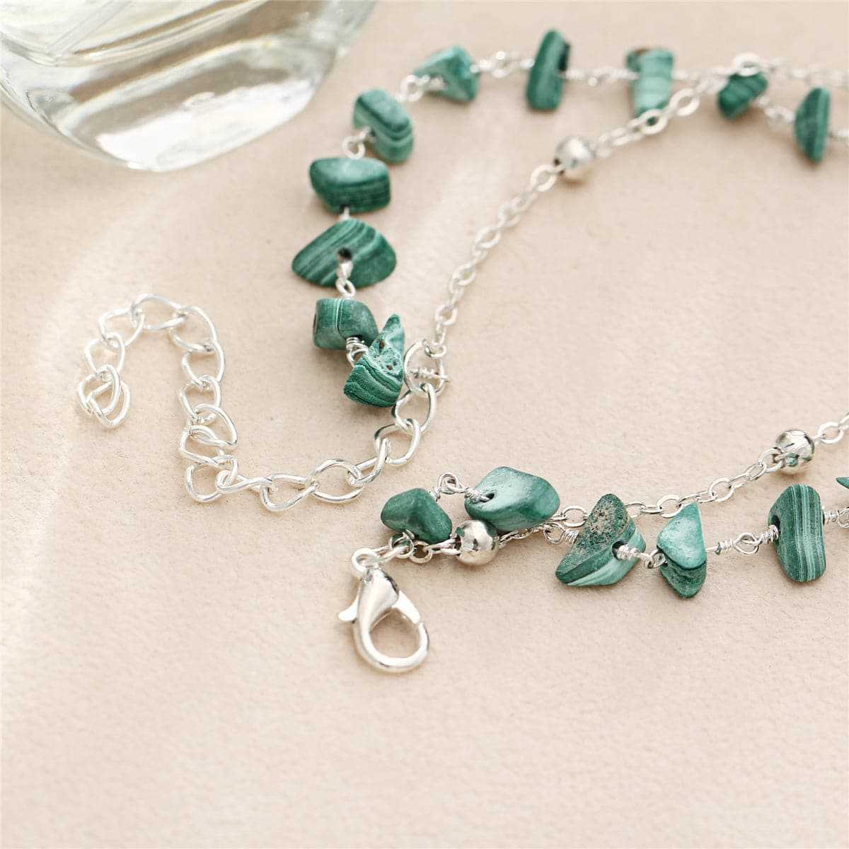 Blue Turquoise & Silvertone Dreamcatcher Layer Anklet