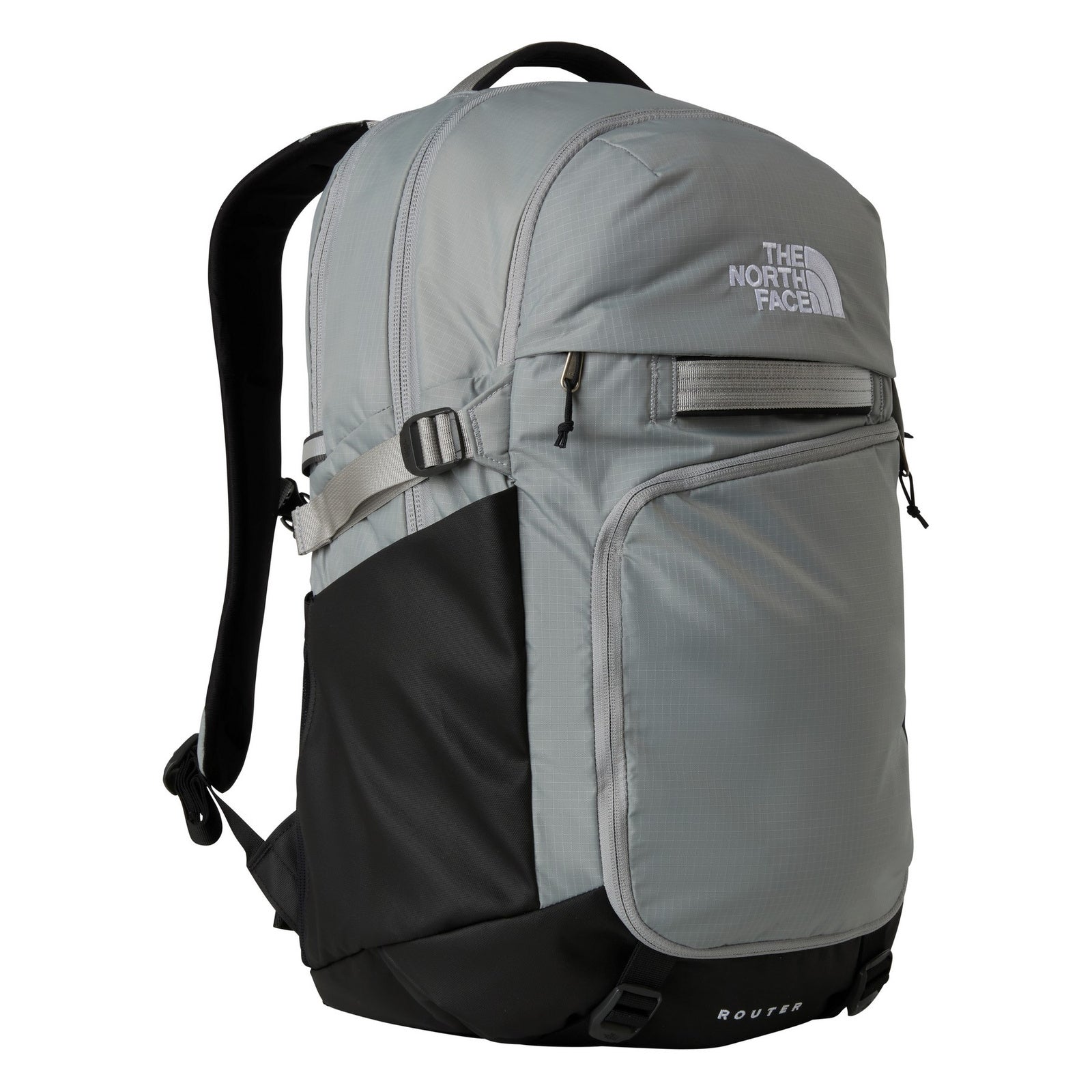 grey north face backpack style The North Face Router Backpack Meld Grey/TNF Black