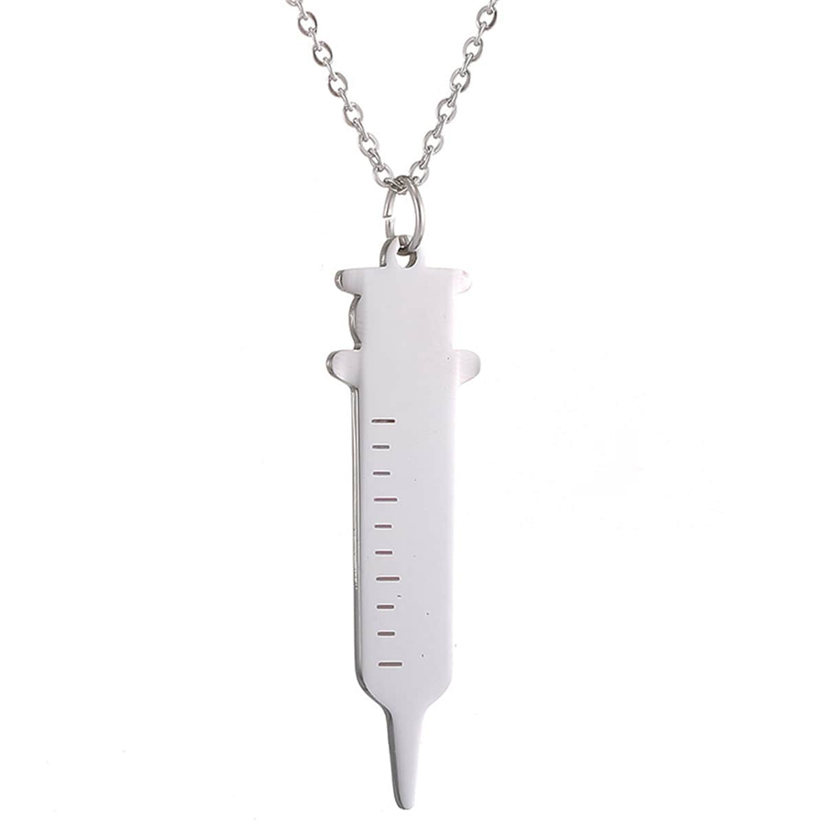 Silvertone Injector Pendant Necklace