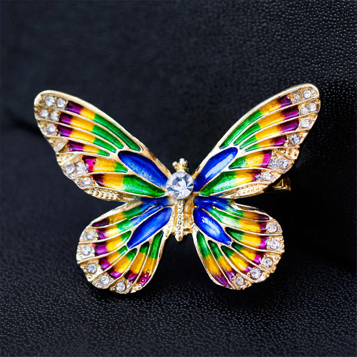 Multicolor Cubic Zirconia Butterfly Brooch