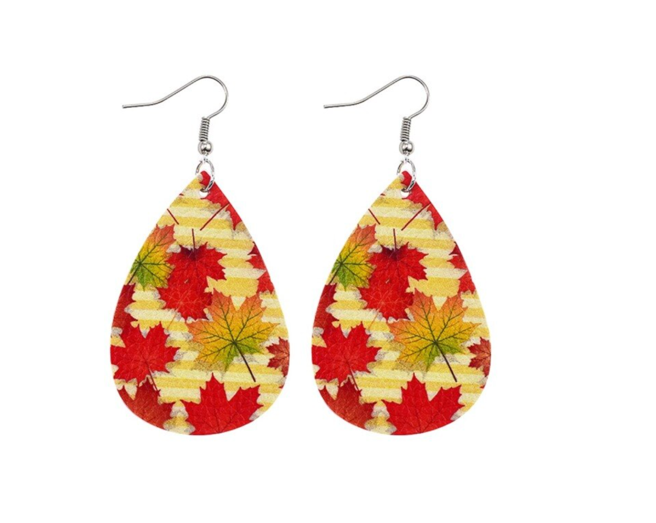 Faux Leather Baseball Teardrop Earrings For Women - Lightweight Dangle Leaf Earrings, No Gemstone - View #7