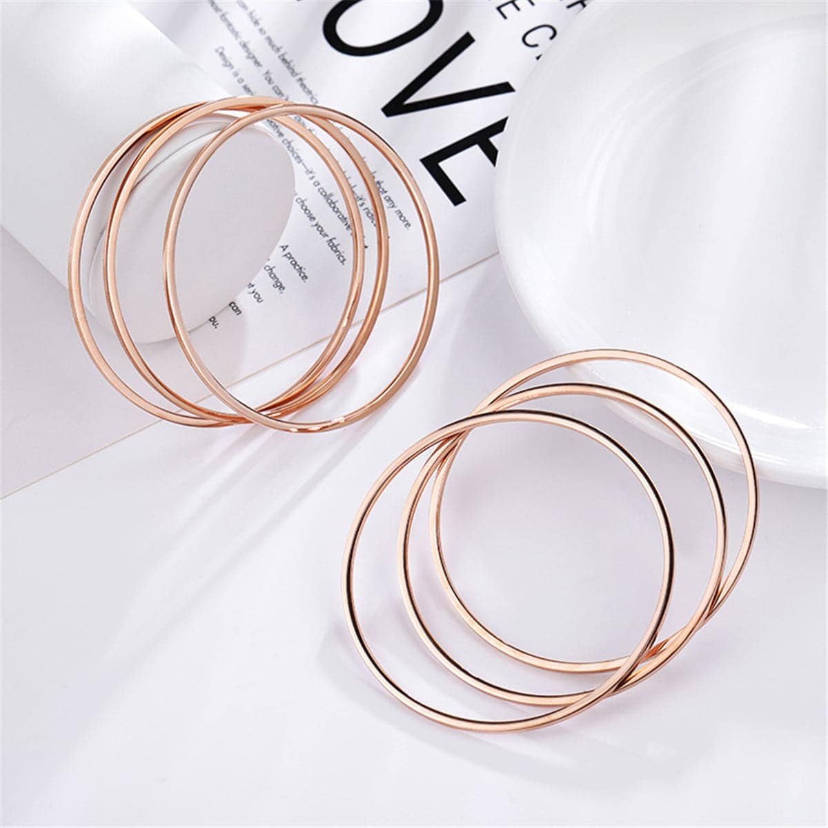 Rose Goldtone Stackable Bangle - Set Of Six