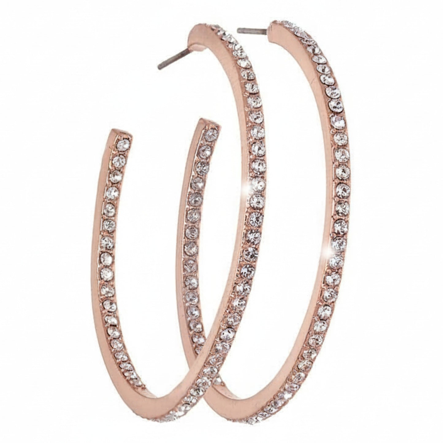Rosegold Swarovski Crystal Earrings – Dual Swarovski Crystal Double Sided Hoop Earrings