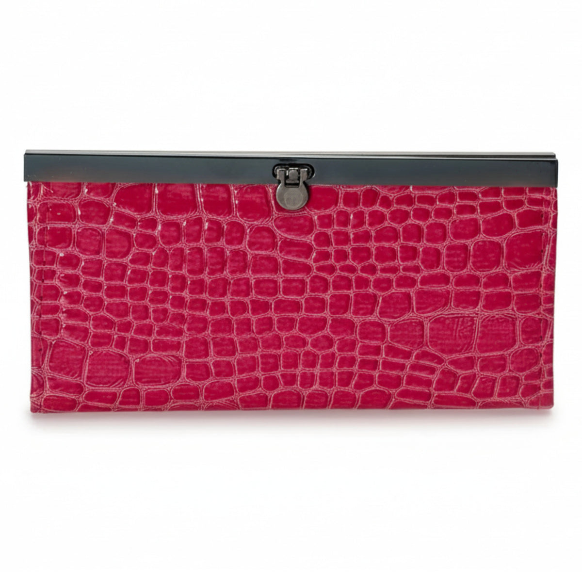 Fuchsia Faux Alligator Wallet Purse