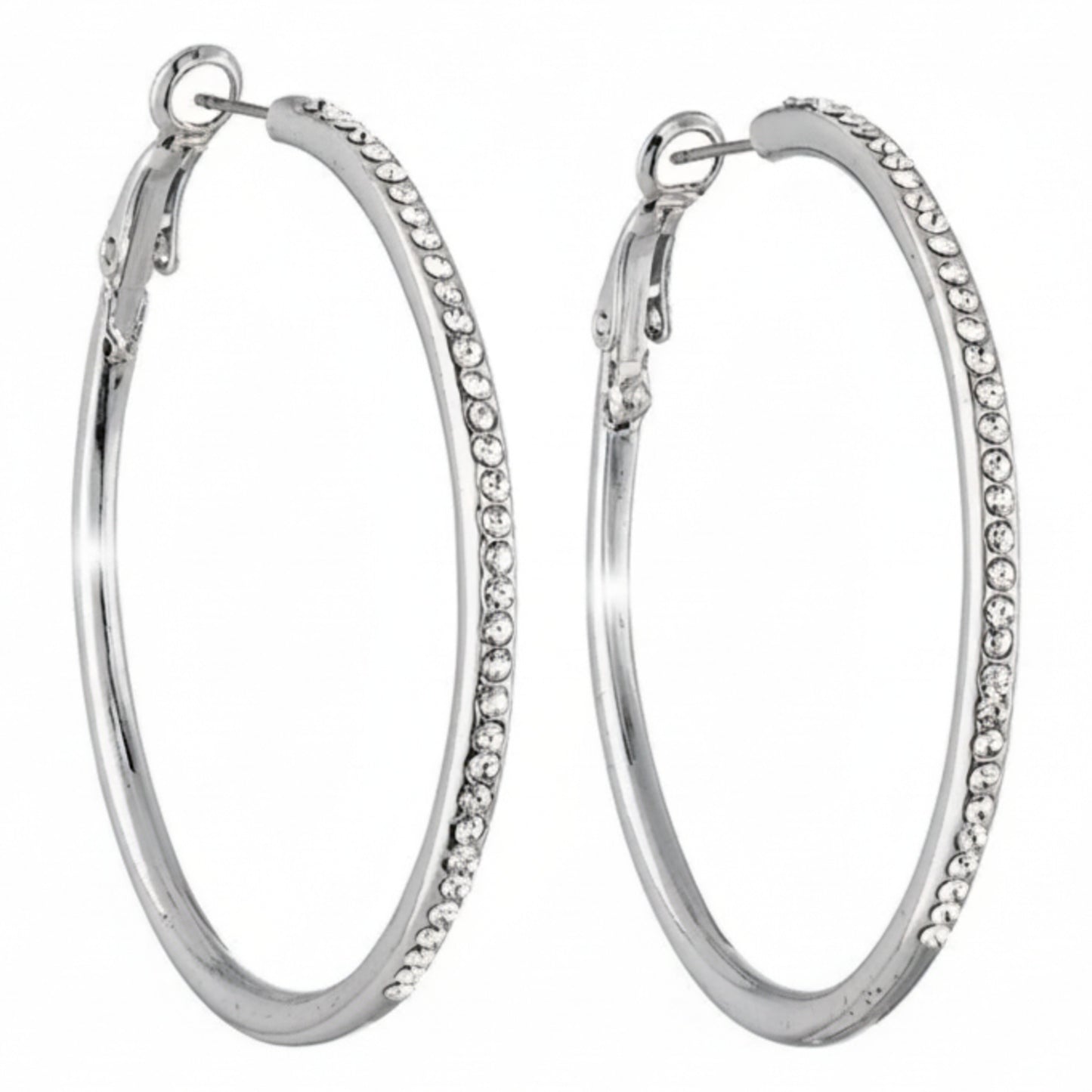 Silver Clear Swarovski Crystal Earrings – Classis Hoop Earrings With Clear Swarovski Crystals