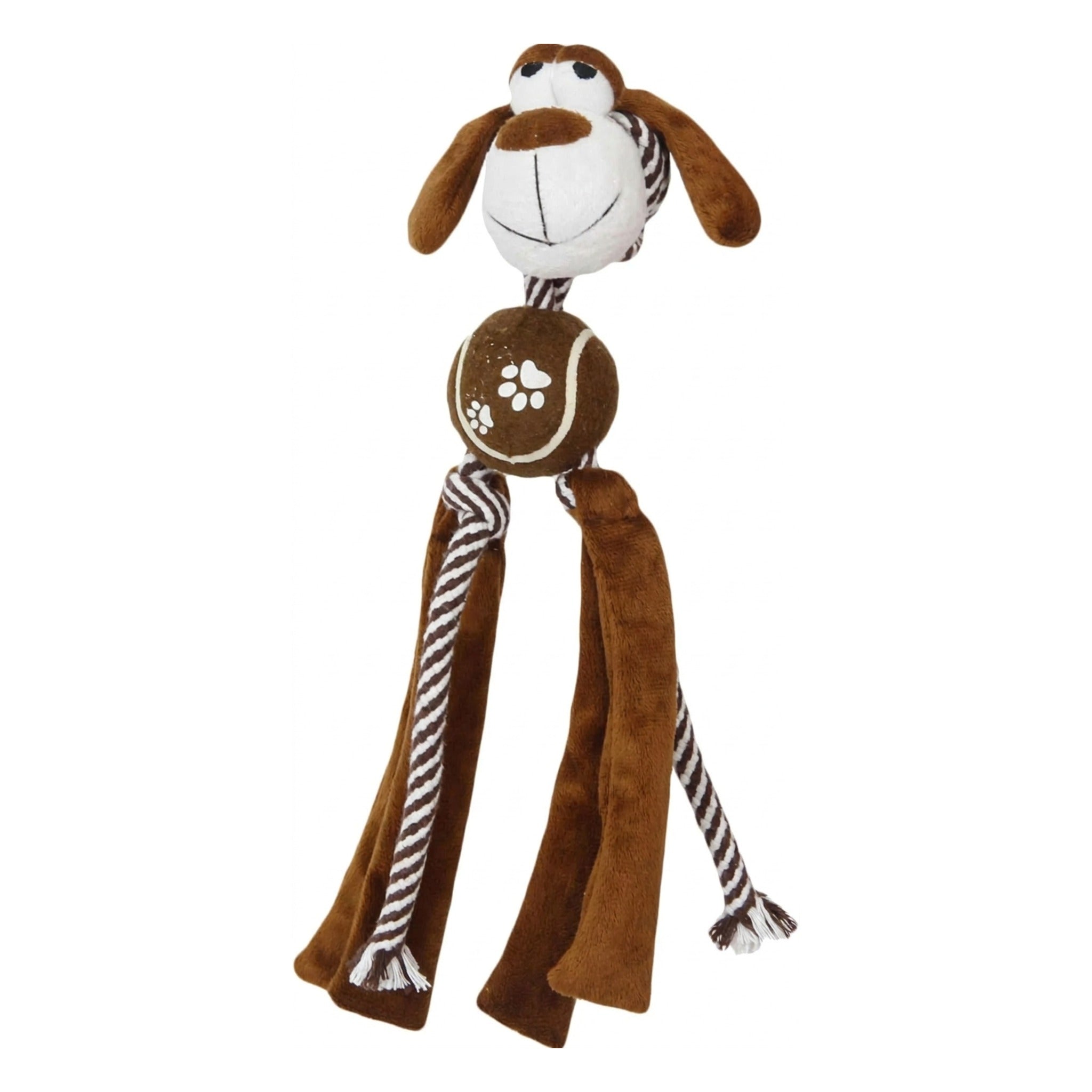 Pet Life 'Tennis Pawl' Rope Squeaker and Crinkle Tennis Dog Toy